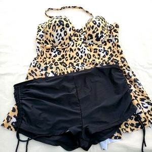 Shein two piece swimsuit leopard  PLUS SIZE 3X